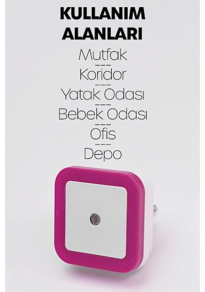 Kare Otomatik Gece Lambası Işığa Duyarlı Karanlık Ldr Sensörlü Koridor Pembe Gc02 Pembe