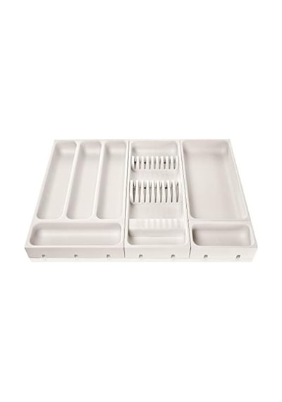 Flexispace 899430 Mutfak Gereçleri İçin Çekmece Düzenleyici, Plastik, Beyaz, 37 X 22 X 4,5 Cm 0