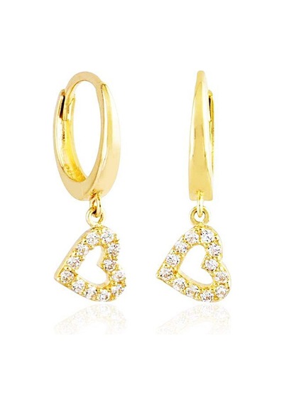 Sembol Gold Sallantılı Altın Kalp Küpe 14K Gold