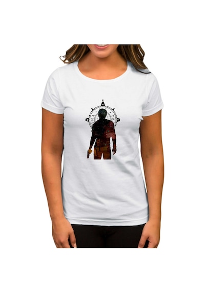 Uncharted 4 Nathan Drake Adventure Beyaz Kadın Tişört Beyaz