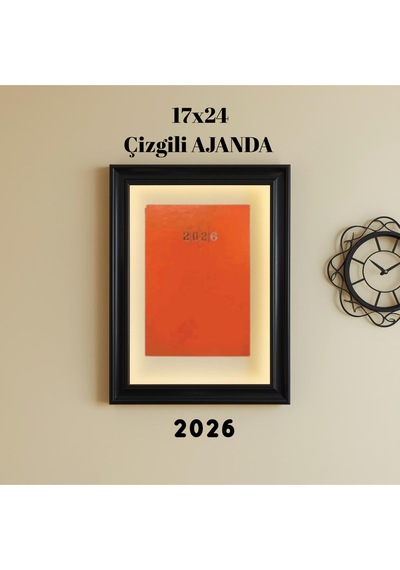 2026 Ajanda 17x24 Çizgili Turuncu Turuncu