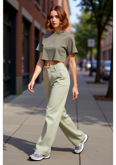 Ersefa Kadın Cool & Comfort Wide Leg Tencel Jean Pantolon Fonksiyonel Da Mint