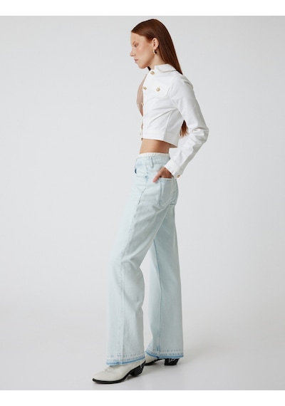 Koton Düz Uzun Paça Kot Pantolon Çift Bel Detaylı Normal Bel - Straight Jean Bleach 5wal40109md Açık Mavi Koton Düz Uzun Paça Kot Pantolon Çift Bel Detaylı Normal Bel - Straight Jean Bleach 5wal40109md Açık Mavi