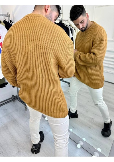 Elku Moda Elkumoda Oversize Kazak Bol Kesim Salaş Triko Kazak-KAZAK2873