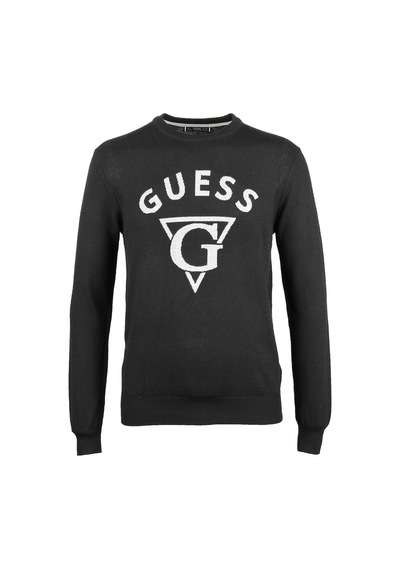 Guess Edgar Erkek İpek Yün Karışımlı Triko Siyah