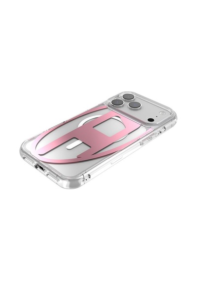 Diesel Apple iPhone 17 Pro Max Uyumlu Magsafe Destekli Oval D Metalik Kılıf - Pembe