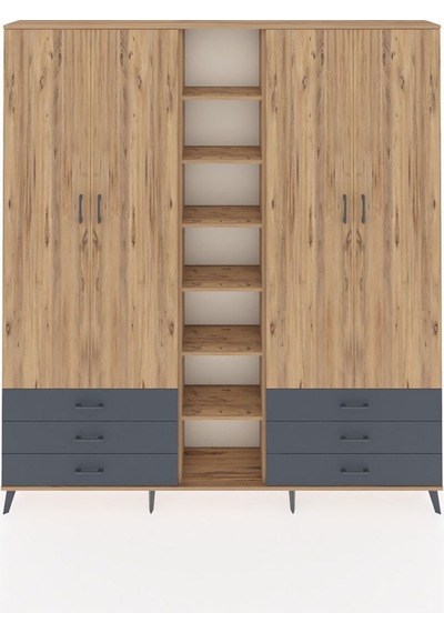 Arges Dolap 13 Raflı 6 Çekmeceli 2 Askılı 220x30x243 Çam-çam/antrasit Atlas Çam/antrasıt Arges Dolap 13 Raflı 6 Çekmeceli 2 Askılı 220x30x243 Çam-çam/antrasit Atlas Çam/antrasıt