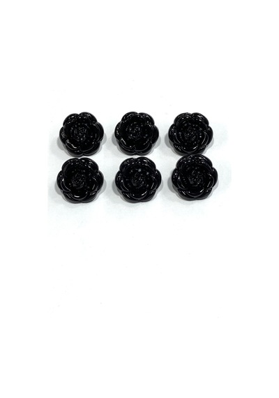 İtalyan Ceket Düğmesi / Gül Model / 6'lı Set / Siyah / 2.2 Cm / İgd1