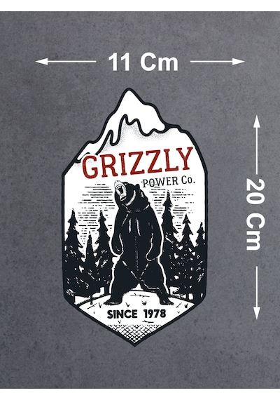 Boz Ayı Grizzly Sticker - Off Road 4x4 Adventure Kamp Dağ Orman Sticker - Araba Oto Motosiklet Karavan Sticker - 00047 20x11 Cm