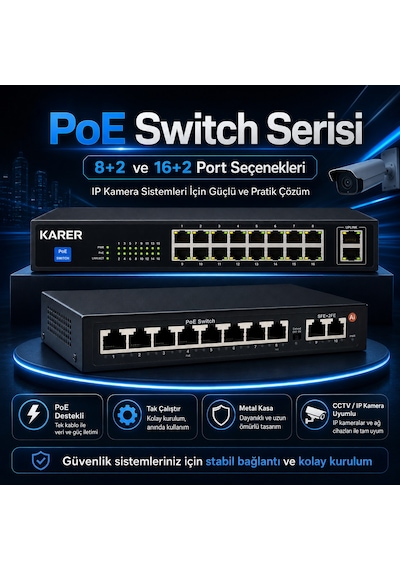 Exitcam 2 Kameralı 5 Mp Ip Poe Güvenlik Kamera Sistemi 20 İnç Monitör, 1 Tb Hdd, 100 Metre Kablo, Sesli Ve Gece Renkli