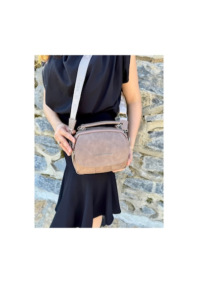 Just Polo Kadın Yeni Sezon Yumuşak Deri Şal Detaylı Ayarlanabilir Askılı Şık El Ve Omuz Çantası Shopper Vizon 96646694