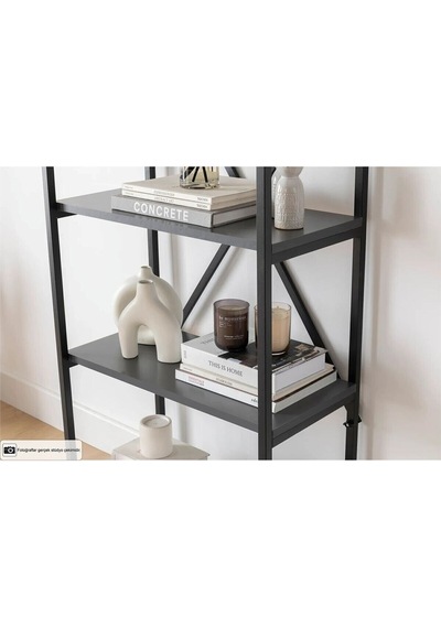 Nilamu Antrasit 65 Cm Kitaplık, Metal Aksamlı, Organizer, Ofis, Ev, 65 170 34 Cm Antrasit Nilamu Antrasit 65 Cm Kitaplık, Metal Aksamlı, Organizer, Ofis, Ev, 65 170 34 Cm Antrasit