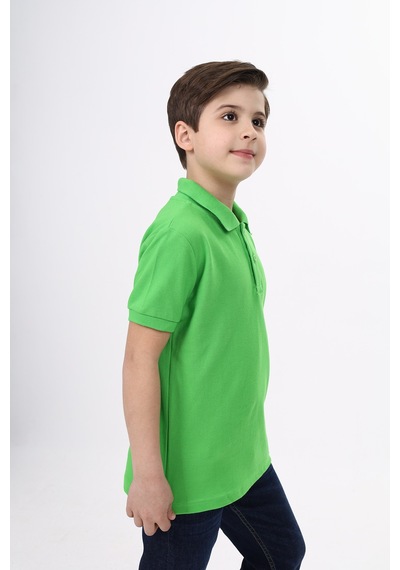 Toontoy Kids Toontoy Unisex Polo Yaka Düğmeli Uzun Kısa Tişört Fıstık Yeşili