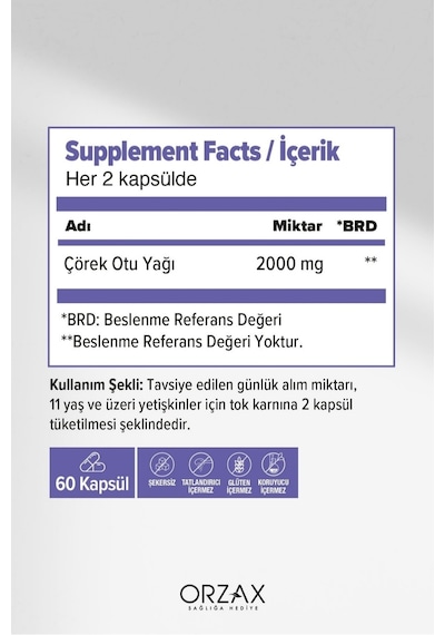 Ocean Çörek Otu Yağı 1000 mg 60 Kapsül 1+1