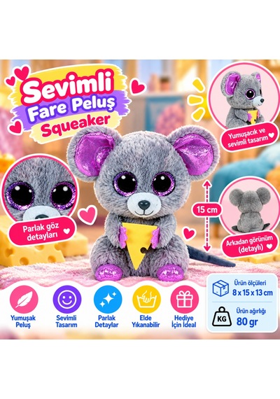 Ty Beanie Boos Peluş Fare Squeaker 15 Cm Nhr