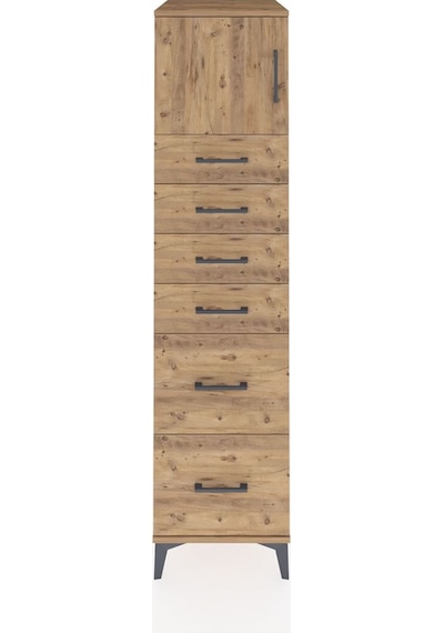 Kronos Dolap Tek Raflı 6 Çekmeceli Tek Kapaklı 44x59x182 Çam-çam Çam