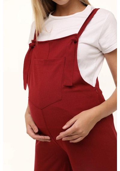 Luvmabelly Myra6207 - Bordo Hamile Şort Salopet-bordo