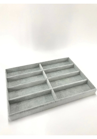 Yerli Üretim New York Model Süet Süet Kumaş Gri Renk 34/24 Cm Bölmeli Çekmece Içi Gözlük Standı Çok Renkli