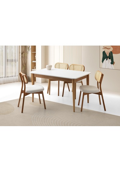 Finike Masa, Zerda Sandalye, Beyaz, 130x80 Beyaz Finike Masa, Zerda Sandalye, Beyaz, 130x80 Beyaz
