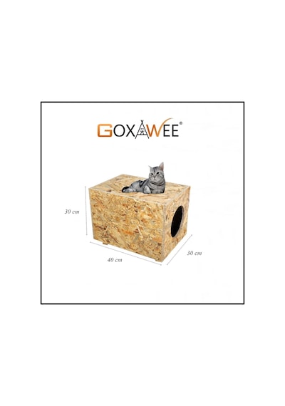 Goxawee Kedi Evi Dış Ortam Uygun Ahşap Kedi Evi Osb 40x30x30 Cm