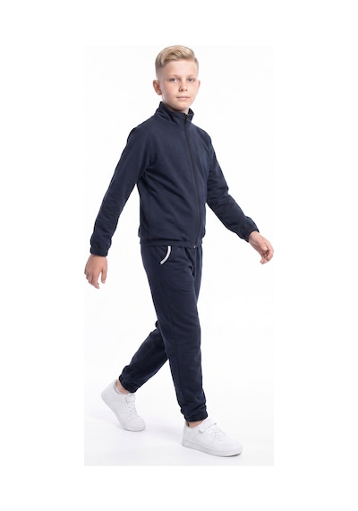 Fyk Kids Erkek Çocuk Dik Yaka Fermuarlı Beli Bağcıklı Lastik Paça Eşofman Takımı Lacivert