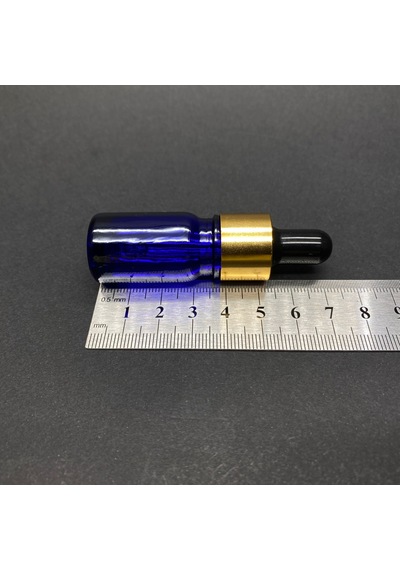 Cam Damlalıklı Şişe Gold Metal Kapak Mavi 5 ML