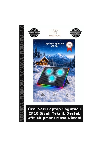 Özel Seri Laptop Soğutucu Cf10 Siyah Teknik Destek Ofis Ekipmanı Masa Düzeni