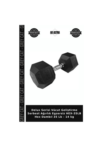 Delux Serisi Vücut Geliştirme Serbest Ağırlık Egzersiz Hex-35lb Hex Dambıl 35 Lb - 14 Kg