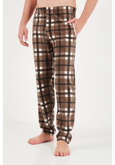 Buratti Lastikli Bel Düz Paça Yumuşak Dokulu Polar Pijama Altı Erkek Pijama Altı 6098001 Camel