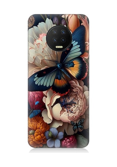 Infinix Note 7 Uyumlu Kelebek Ve Çiçek Desenli Silikon Kılıf