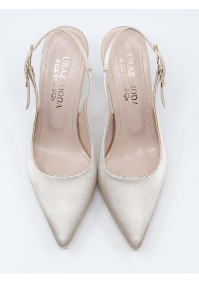 Nesilshoes Nesil Shoes Uraz 800 Ten Saten Arkası Açık Topuklu Kadın Ayakkabı