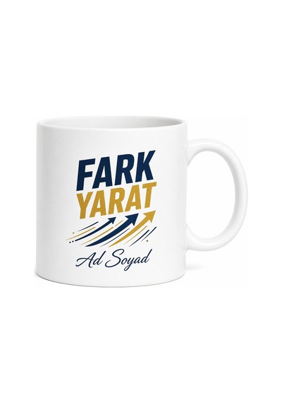 Fark Yarat Yazılı Motivasyon Baskılı Porselen Kupa Bardak Hediye Beyaz / Çok Renkli