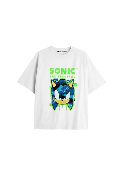 Kalic Studio Unisex Bay Sonic Desenli Beyaz Yazlık T-shirt Beyaz-188