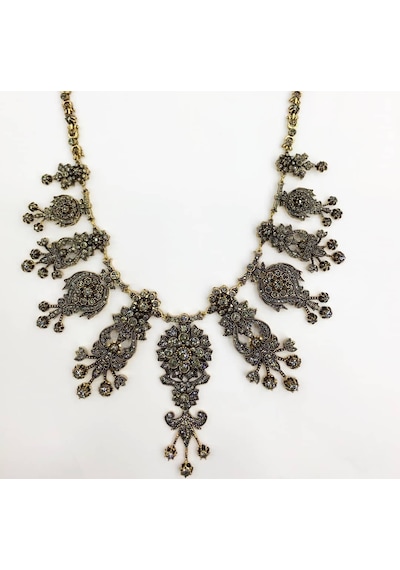 Muhteşem Yüzyıl Hürrem Elmas Montür Gerdanlık Kolye Black  Diamond Bronz