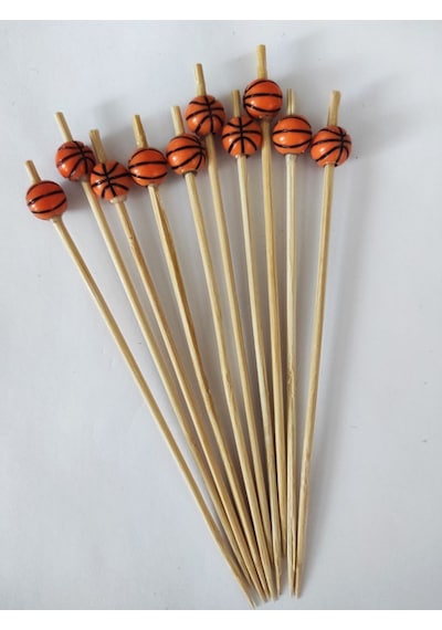 15 Cm Uzun Kürdan - 20 Adet Dekoratif Basket Topu Boncuklu Kokteyl Karıştırıcı