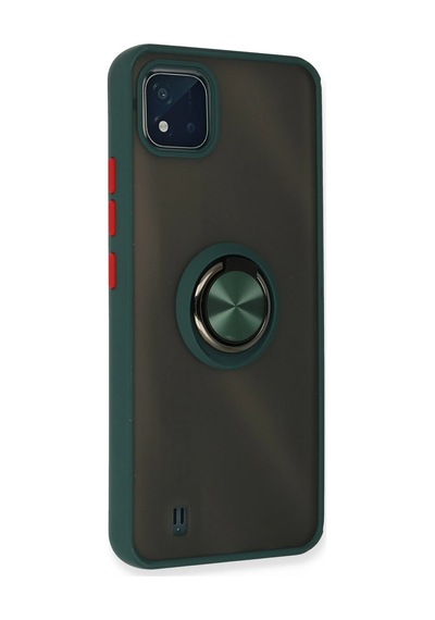 Uryport Realme C11 2021 Kılıf Montreal Yüzüklü Silikon Kapak - Yeşil