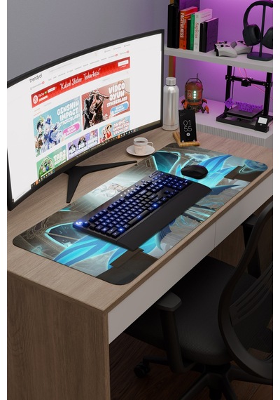 Neuvillette Genshin Impact Anime Gacha V4 - 90x40 Xxl Gaming Mouse Pad Fare Altlığı