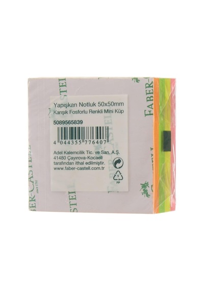 Faber-castell Yapışkan Notluk 50x50mm, Karışık Fosforlu Renkli Mini Küp
