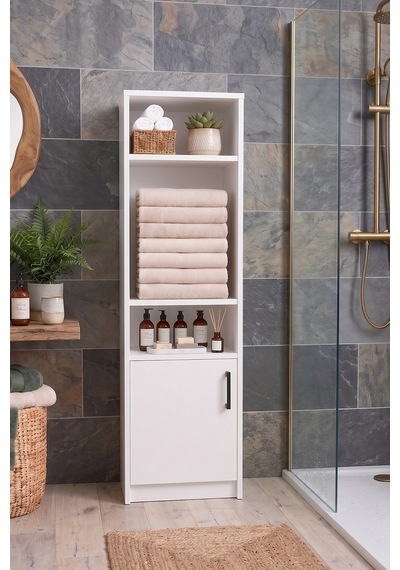 Denate Beyaz Çok Amaçlı Raflı Banyo, Çamaşır Odası Dolabı