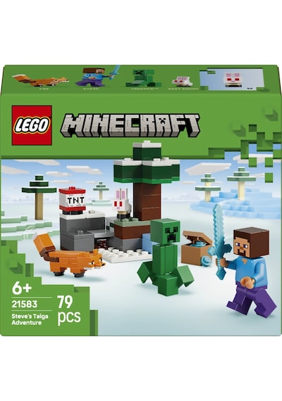 LEGO® Minecraft® Steve’in Tayga Macerası 21583 - 6 Yaş Üzeri Çocuklar için Minifigür İçeren Yaratıcı Oyuncak Yapım Seti (79 Parça)