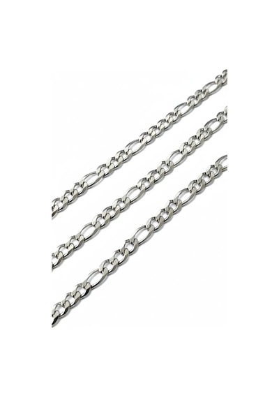 Gümüş Kaplama 316 L Paslanmaz Çelik Kz-105 Figaro 3+1 Zincir Kolye 4 Mm. Beyaz