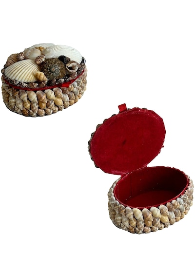 Deniz Kabuğu Kaplamalı Kutu 8x6x4cm - Mücevher Takı Kutusu