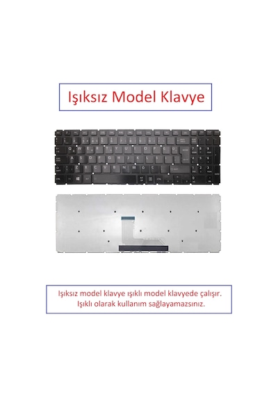 Siyah-ışıksız, Notebook Klavye - Toshiba Satellite L50d-b-14d, L50d-b-14m Muadili İle Uyumlu