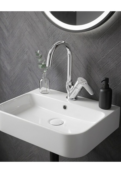 Elvora Lüx Kuğu Banyo Lavabo Bataryası Gümüş - Krom