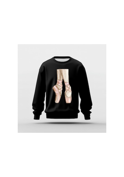 Ada Kostüm Tasarım Point Shoes Baskılı Basic Sweatshirt Siyah