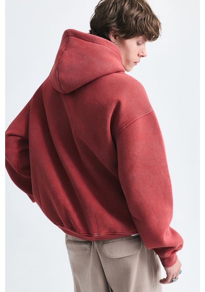 Vamos Numara Baskılı Oversize Sweatshirt Kırmızı