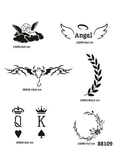 Melek Çiçek 6 Adet Geçici Dövme Şablonu Spreysiz Sadece Stencil