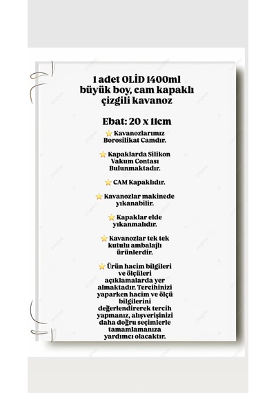 1400 Ml Cam Kavanoz Kapaklı Bakliyat, Baharat & Kuru Gıda Saklama Kabı Şeffaf, Dayanıklı Cam