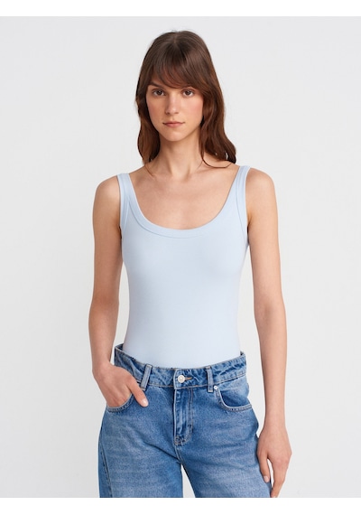 Dilvin 21053 Askılı Bodysuit-açık Mavi Açık Mavi