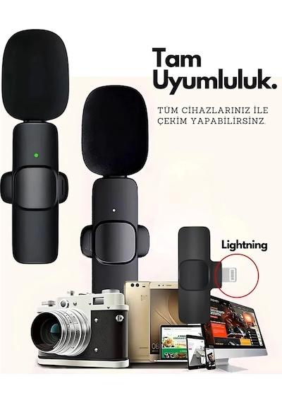 Type-c Çiftli Kablosuz Yaka Mikrofon Seti Telefon Vlog Canlı Yayın Tiktok Youtube Uyumlu Lisinya